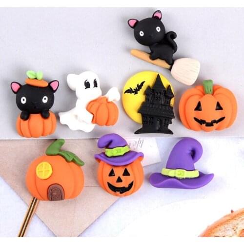 20pcs/lot Resin Halloween Accessories Flat back Cabochon Embellishments For Scrapbooking DIY Decoration Crafts Party supplies