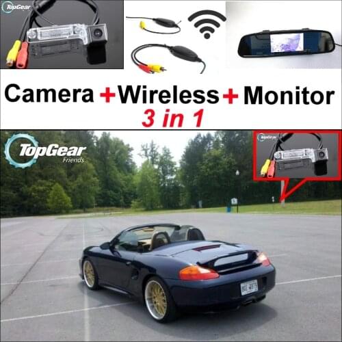 3 in1 Special Rear View Camera + Wireless Receiver + Mirror Monitor DIY Back Up Parking System For Porsche 986 BOXSTER 1997~2004
