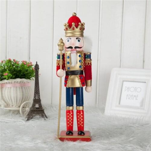 30cm Wooden Nutcracker Solider Figures Model Puppet Doll Toy Home Decor Red