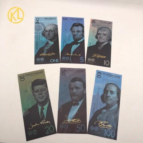 6 Designs USA President Banknotes for Souvenir Collection George Washington Lincoln Kennedy Franklin Hamilton Ulysses S. Grant