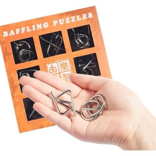 9Pcs/Set Materials Metal Montessori Puzzle Wire IQ Mind Brain Teaser Puzzles for Children Adults Anti-Stress Reliever Toys Gifts