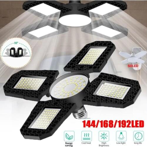 900000LM 144/168/192/50LED Four-leaf LED Garage Light E27 Warehouse Workshop Lighting 120W Transformable High Bay High Bay Light