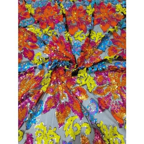 Sequins African French Lace Fabric with SYJ-618687 good Quality embroidered Lace Fabric for bridal dress