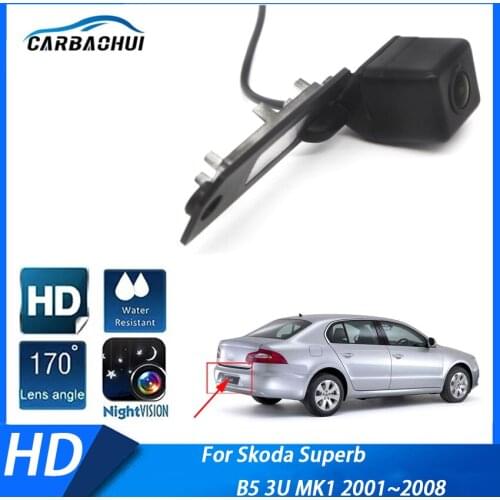 170 degrees Car Rear View Reverse Backup HD Waterproof Camera For Skoda Superb B5 3U MK1 2001 2002 2003 2004 2005 2006 2007 2008