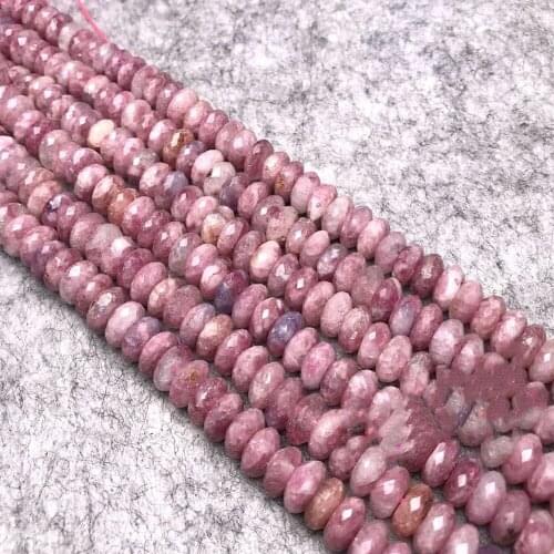 LOOSE BEADS pink Tourmaline ROUNDELLE faceted 8/10MM wholesale for DIY jewelry necklace 36cm nature