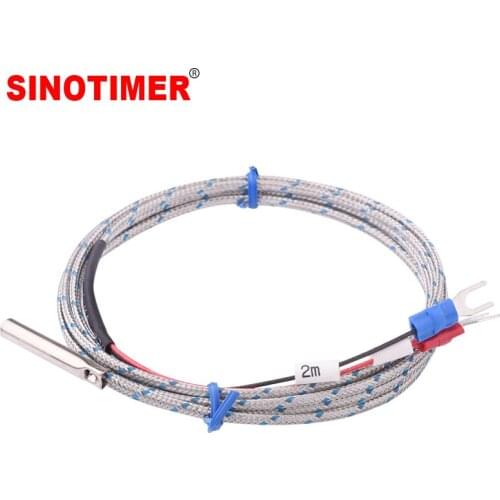K Type Probe Thermocouple Temperature Sensor with 2m Cable Wire for Measuring Boiler Temperature Controller