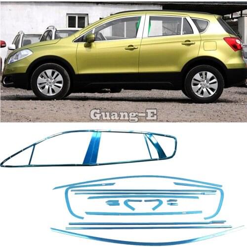 For Suzuki S-Cross Scross SX4 2014 2015 2016 2017 Car Styling Stainless Steel Glass Window Garnish Pillar Middle Column Trim