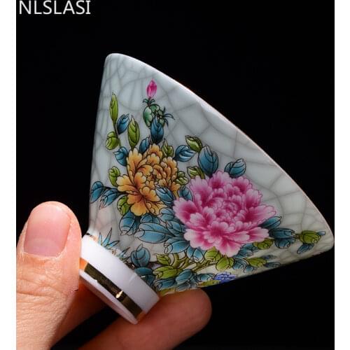 Jingdezhen ceramic teacup Hand-painted pastel Tea set teacup Travel portable tea set Household drinking utensils WSHYUFEI