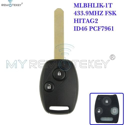 Remote Head Key 434MHZ HON66 2 Button MLBHLIK-1T for Honda Uncut Blade Remote Car Key Replacement Remtekey
