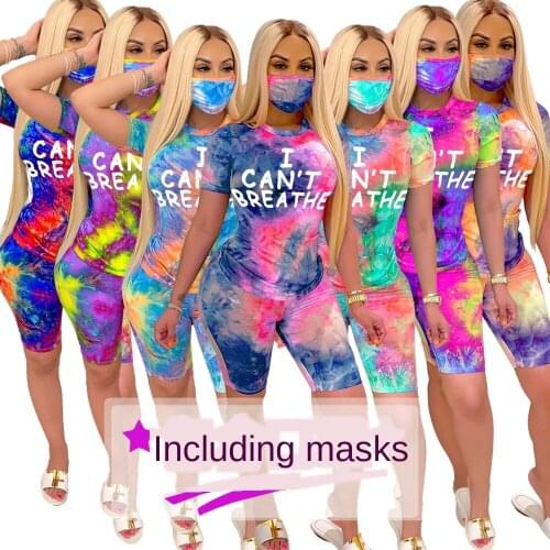 Women Printing I CAN'T BREATHE Set Outdoor Clothing Slim Running Sports Pants Set Women Sport T-Shirts Pants Outfits