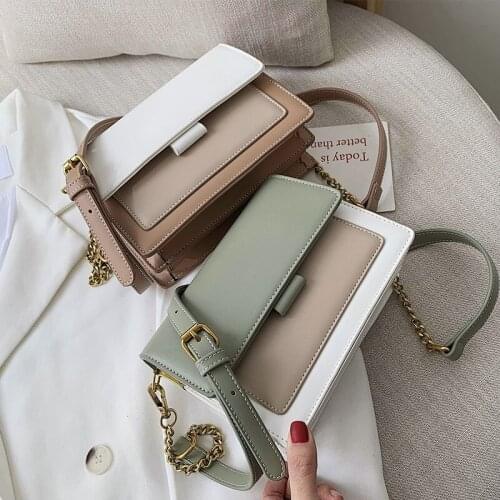 New Contrast color Leather Crossbody Bags For Women 2020 Travel Handbag Fashion Simple Shoulder Simple Ladies Cross Body Bag