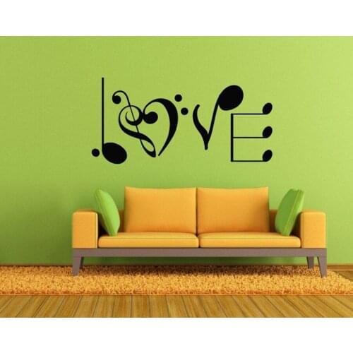Creative Music Love Wall Decal DIY vinyl wall sticker room decoration for girl bedroom living room home decor art murals G907
