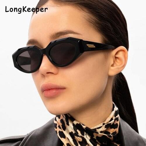 Metal Hinge Cats Eye Women Sunglasses Fashion Oval Sun Glasses for Lady Transparent Ocean Lens Eyeglasses Oculos de sol 2021