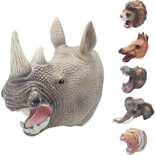 Cute Hand Puppet Funny Vivid Good Hand Feel Rhinoceros Lion Tiger Animal Decoration Delicate Craft Creative Ornament Kids Toy