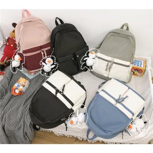 Fashion Womens Backpack Korean Style Canvas Waterproof School Bag For Girls Large-capacity Anti-theft Travel Bags 2021