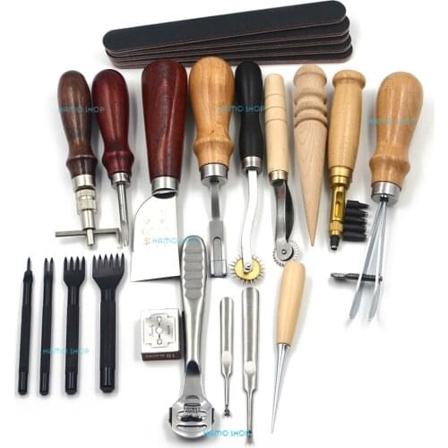 Leather Tools for Work 1set (18pcs) Carft Sewing Punch Kit Stitching Carving Working Saddle Groover