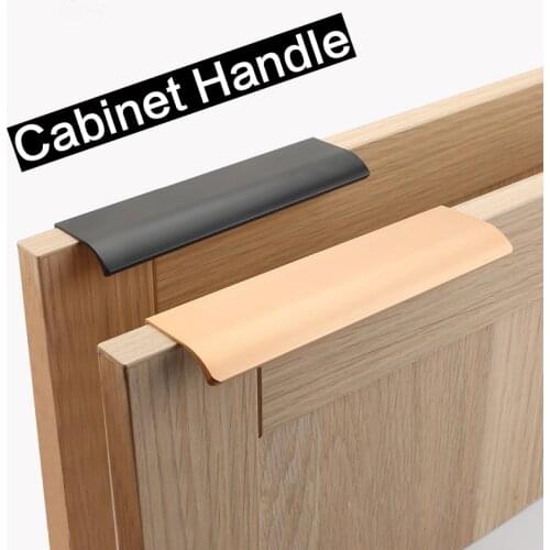 Invisible Handle Aluminium Alloy Pull Type Invisible No Drilling Bedroom Fitment Small Cupboard Woodworking Chromed Door Handle