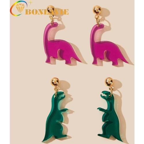 NUNCAD Exaggerated Creative Cute Earrings New Transparent Dinosaur Earrings Personalized Pop Earrings 2-piece Set