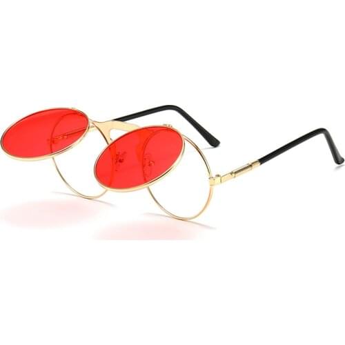 Filp Up Myopia Sunglasses for Women Men Fashion Round Punk Steam Nearsighted Glasses for Sight Driving Travel Fishing Sunglasses