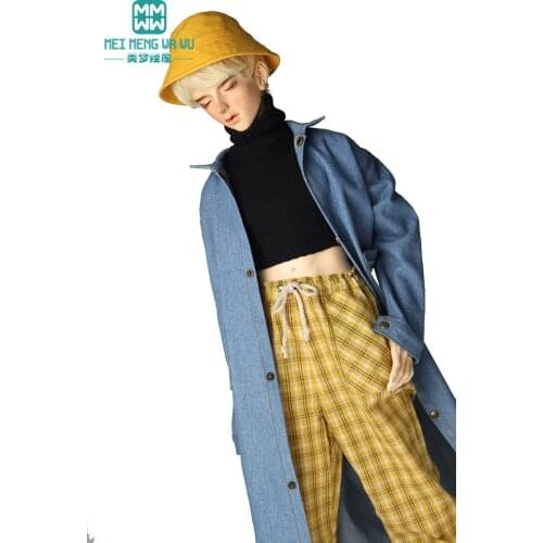 BJD Doll clothes Fashion Denim trench coat, plaid pants, sweater for 60-72CM 1/3 DK SD Dolls toys Ball Jointed Doll gift