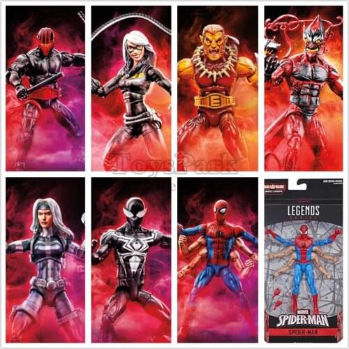 Original Marvel Legends Six Arm Spider Man Symbiote Black Cat Night Thrasher Puma Goblin 6" Action Figure Toys