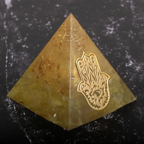 Orgonite Pyramid Natural Citrines White Crystal Chips Gravel Gathering Fortune Orgone Decoratoins Energy Healing Reiki Jewelry