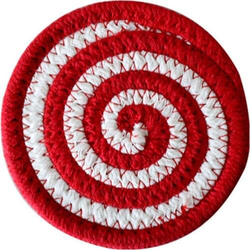 Useful Table Mats Heat Insulation Non-Slip Water-Absorbent Cotton Round Woven Table Placemats for Kitchen Cotton Coasters