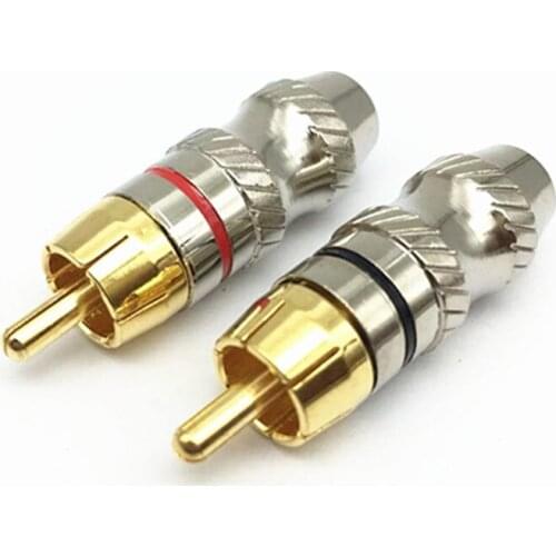 Gold-plated lotus RCA audio and video plug Welding lotus plug AV plug Surveillance video stripe plug