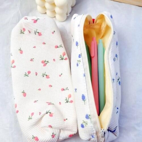 Simple Cute Small Floral Pencil Bag Kawaii Fresh Style Girls Pencilcase Pen Box Bag Stationery Gift Office School Supplies