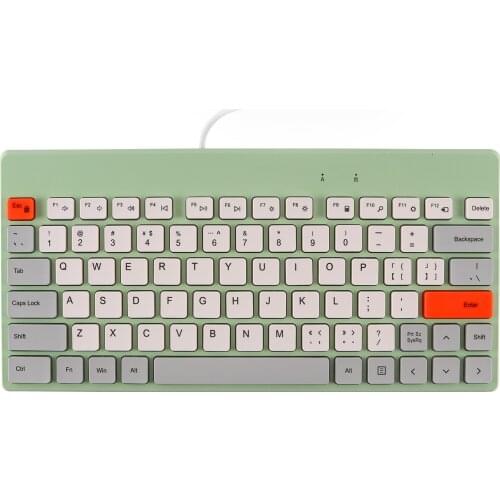 CHYI Wired Silent English 78 Keys Black Green Keyboard for Laptop Desktop