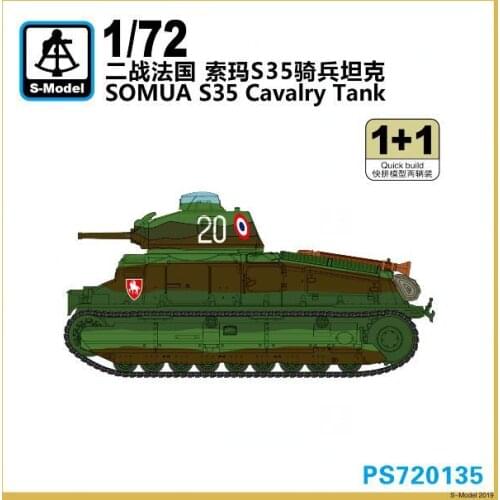 S-model 1/72 PS720135 SOMUA S35 Cavalry Tank (1+1) Model Kit