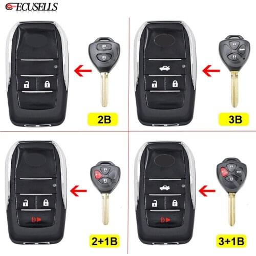 Folding Flip 2/2+1/3/3+1 Button Remote Key Shell Case Car Key Housing Cover with TOY43 Uncut Blade For Toyota Corolla RAV4