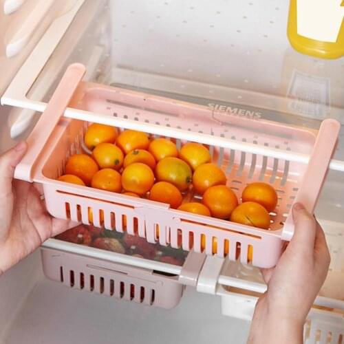 Storage Rack Eco-friendly Space-saving Plastic Pull-out Refrigerator Food Organizer for Home