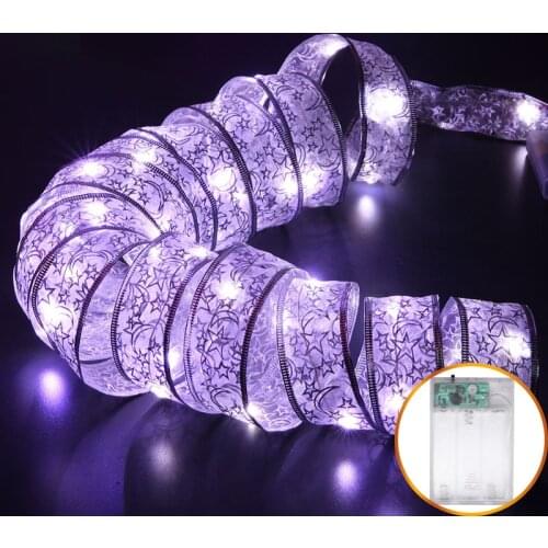 New 4M Led Silk Ribbon String Lights Christmas Home Party Decoration Flashing Star Lights Battery Powered