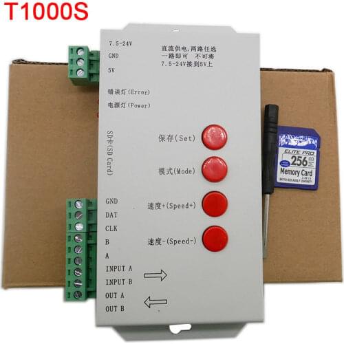 T1000S SD Card led Pixels Controller,DC5~24V,for WS2801 WS2811 WS2812B LPD6803 2048 LED controller
