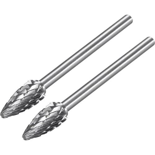 Uxcell Tungsten Carbide Double Cut Rotary Burrs File Tree Shape with 1/8" Shank 2pcs