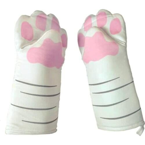 Funny Oven Mitts 3D Cartoon Cats Claw Thick Cotton Animal Gloves Microwave Heat Insulation Household Kitchen Baking Tools