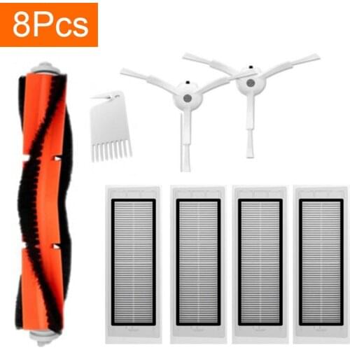 8PCS Mi Robot Vacuum Cleaner Parts Replacement Kit for Xiaomi Robo2 Robot S50 S51 Main Brush Filters Side Brushes Accessories