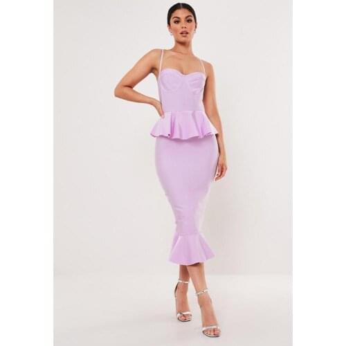 High Quality Summer New Pink Bandage Dress 2020 Sexy Women Straps Fish Tail Celebrity Bodycon Dresses Elegant Women Vintage