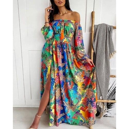 V-neck Pullover Tube Top Temperament Sexy Retro Long-sleeved Large Swing Dress Plus Size Print Dress Birthday Dress for Women