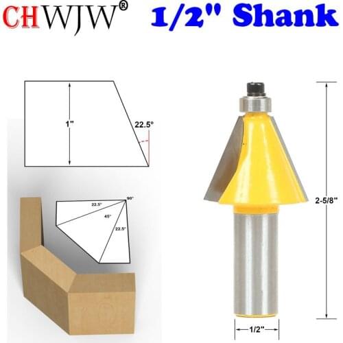 1pc 22.5Degree Chamfer & Bevel Edging Router Bit - 1/2" Shank - Chwjw 13904 woodworking cutter woodworking bits
