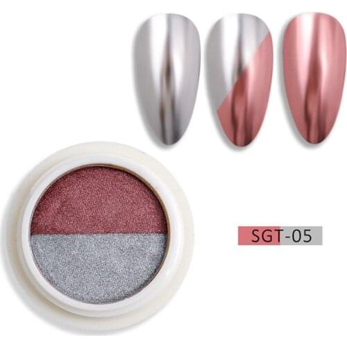 1 pcs Nail Art Two-tone Tyrant Gold Solid Magic Mirror Powder Mirror Silver Super Flash Titanium Electroplating Powder Sequins