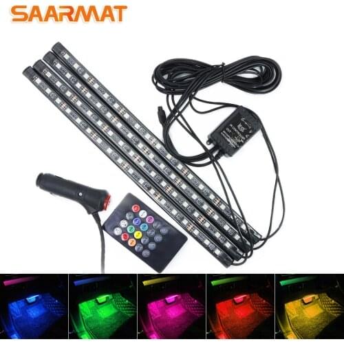 4Pcs led Indoor Ambient light 18smd 12smd 9smd-led Car RGB Strip light DC12V Remote control RGB Indoor light lamp