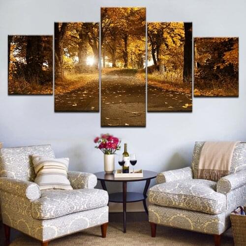 5 Pcs HD Canvas Paintings Autumn Scenery Picture home decor print pictures wood framed wall art