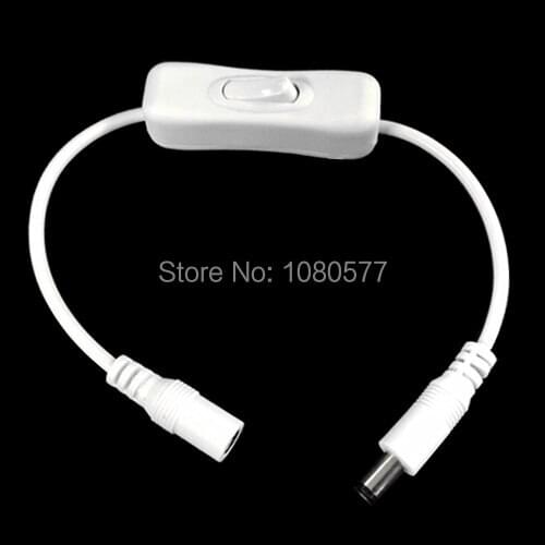 50pcs 30cm LED Switch Cable With 2.1x5.5mm DC Connector White Black Color For LED Strip CCTV Power Supply on/off control