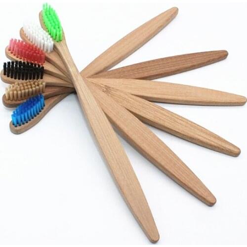 6 Pcs/Lots Environmentally Wood Bamboo Toothbrush Wholesale Environment Wooden Rainbow Bamboo Toothbrush Oral Care Soft Bristle