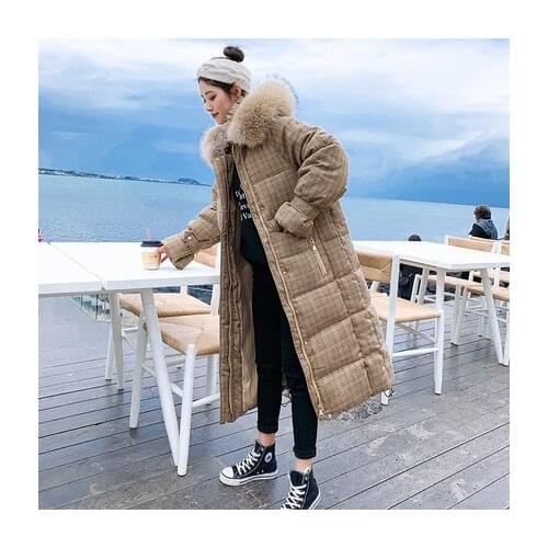 Abrigos mujer invierno 2020 Winter Wadded Jacket Women Warm Thicked Long Padded Coat Female Plaid Loose overcoat outwear LX436