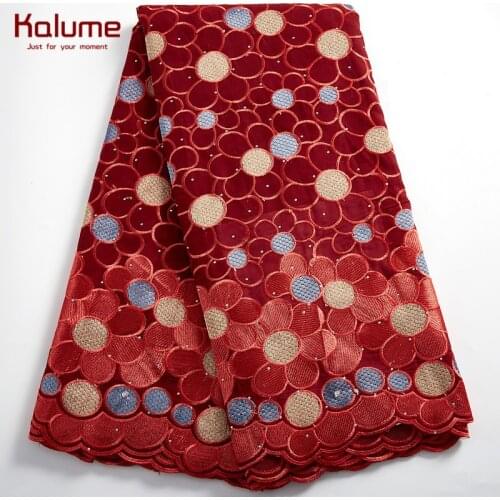 Kalume African Cotton Lace Fabric 2021 High Quality Nigerian Lace Fabric Swiss Voile In Switzewrland For Robes Dress F2441