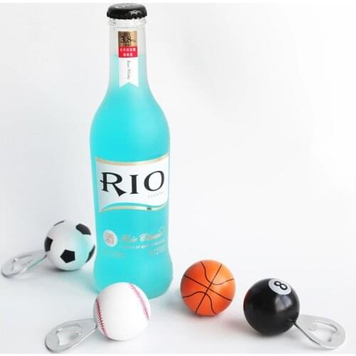 Bar Accessories Bottle Opener Magnet Spherical with Wooden Handle Four Styles Avaliable Basketball Billiards Football Softball