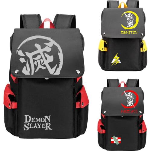 Anime Demon Slayer:Kimetsu no Yaiba Backpack Cosplay Student Kamado Tanjirou Agatsuma Zenitsu Schoolbags travel bags Oxford bags